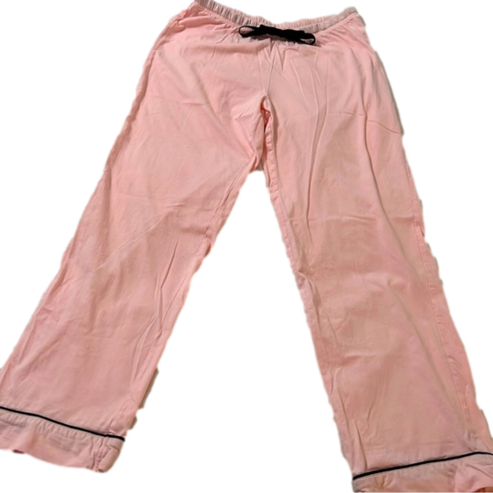 🐚 Pajamagram Pink Pajama Bottoms Black Trim Cozy Sleepwear Size Small
